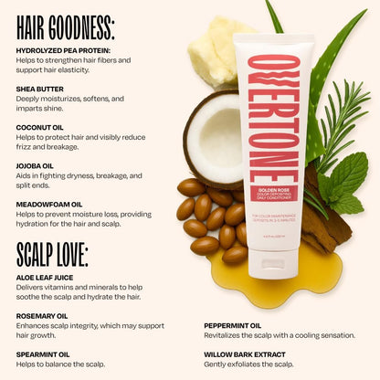 Overtone Daily Color Depositing Conditioner - Golden Rose | Vegan & Cruelty-Free Temporary Hair Color, 4.5 oz Avelisse