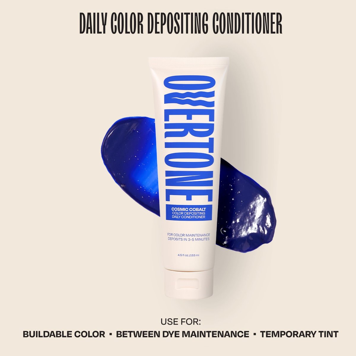 Overtone Daily Color Depositing Conditioner for Hair - Cosmic Cobalt (4.5 oz) - Temporary Pigment with Shea, Coconut & Avocado Oils - Hydrating, Vegan & Cruelty-Free Avelisse