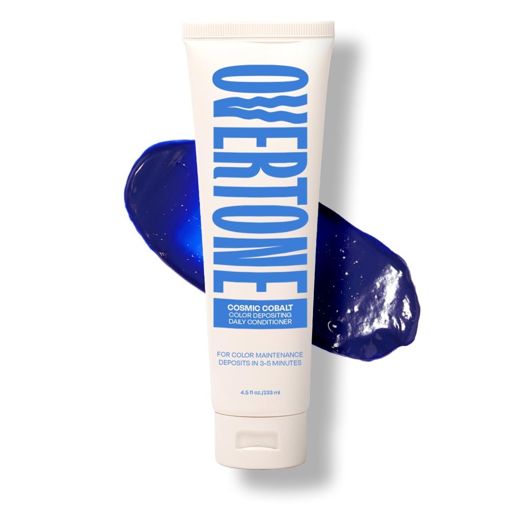 Overtone Daily Color Depositing Conditioner for Hair - Cosmic Cobalt (4.5 oz) - Temporary Pigment with Shea, Coconut & Avocado Oils - Hydrating, Vegan & Cruelty-Free Avelisse