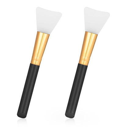 2 Pcs Silicone Face Mask Brushes Silicone Applicator Kit - Reusable Beauty Tool for Skincare, Epoxy, and DIY Crafts (Black)