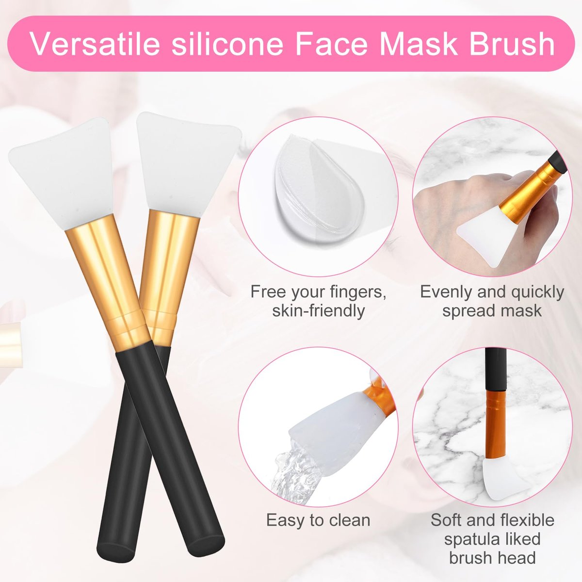 2 Pcs Silicone Face Mask Brushes Silicone Applicator Kit - Reusable Beauty Tool for Skincare, Epoxy, and DIY Crafts (Black) - görsel 5