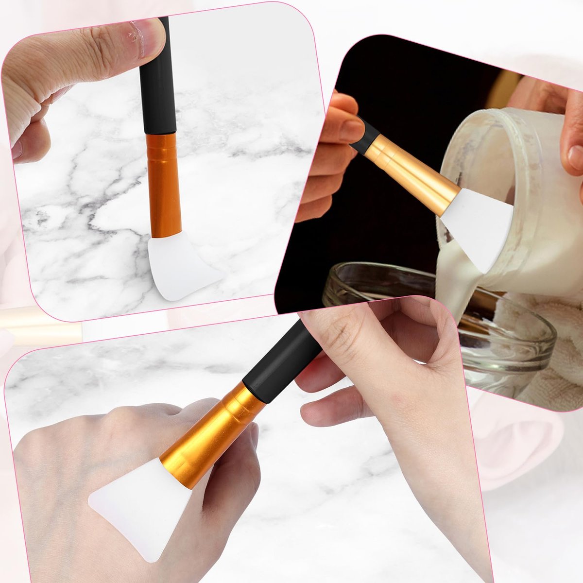 2 Pcs Silicone Face Mask Brushes Silicone Applicator Kit - Reusable Beauty Tool for Skincare, Epoxy, and DIY Crafts (Black) - görsel 11