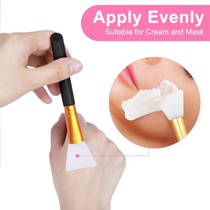 2 Pcs Silicone Face Mask Brushes Silicone Applicator Kit - Reusable Beauty Tool for Skincare, Epoxy, and DIY Crafts (Black)