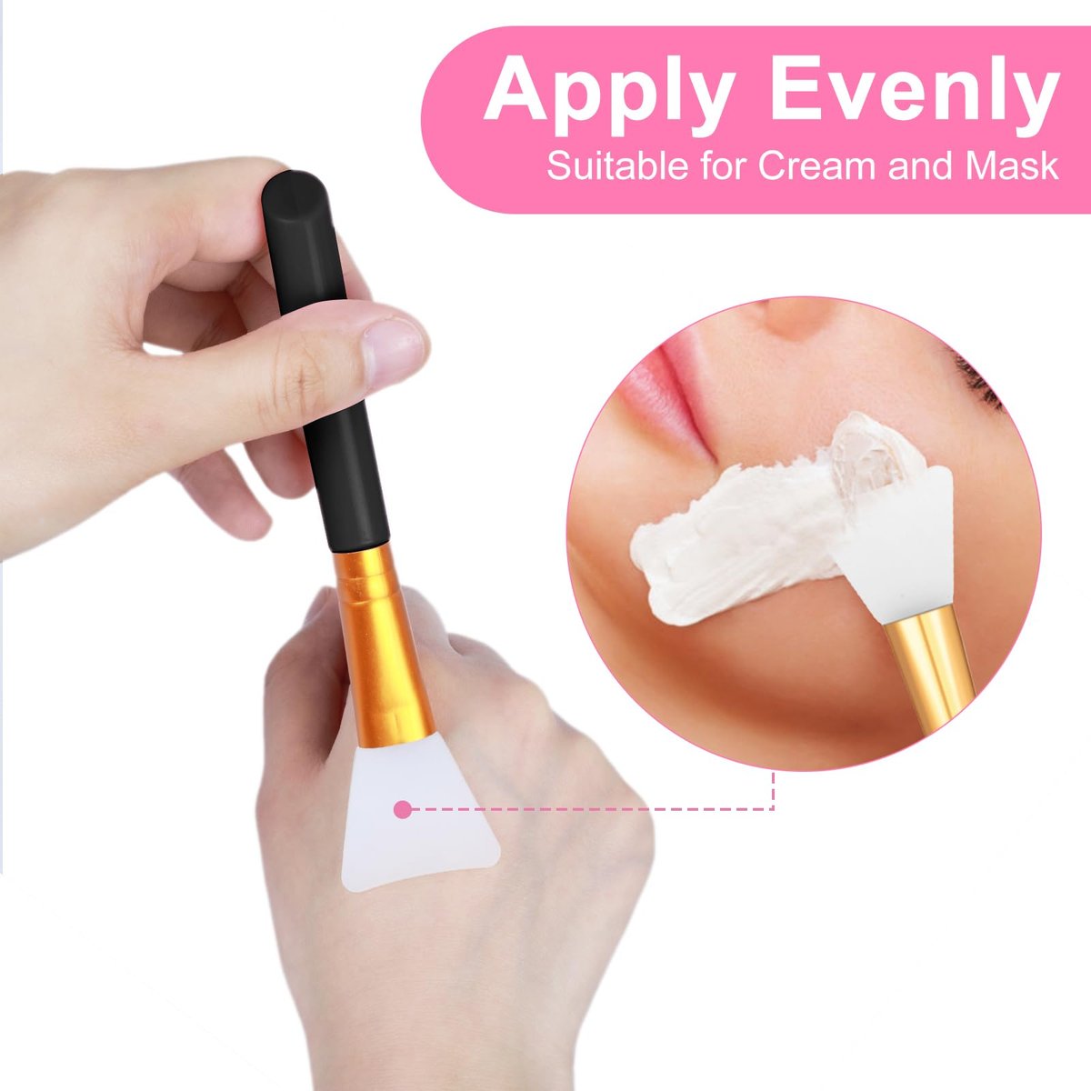 2 Pcs Silicone Face Mask Brushes Silicone Applicator Kit - Reusable Beauty Tool for Skincare, Epoxy, and DIY Crafts (Black) - görsel 7