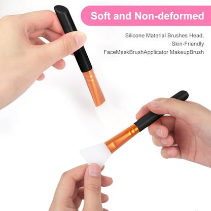 2 Pcs Silicone Face Mask Brushes Silicone Applicator Kit - Reusable Beauty Tool for Skincare, Epoxy, and DIY Crafts (Black)