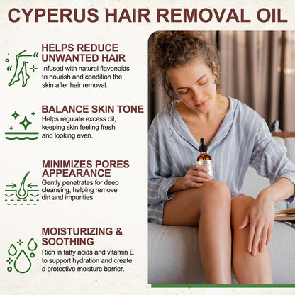 3-Pack Cyperus Rotundus Oil for Hair Removal – Natural Reduces Unwanted Hair Growth, Moisturizes & Soothes Skin, All Skin Types Avelisse