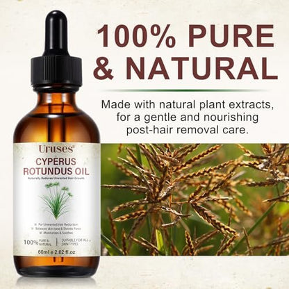 3-Pack Cyperus Rotundus Oil for Hair Removal – Natural Reduces Unwanted Hair Growth, Moisturizes & Soothes Skin, All Skin Types Avelisse
