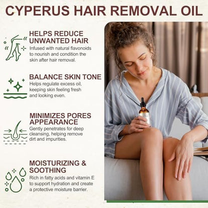 3-Pack Cyperus Rotundus Oil for Hair Removal – Natural Reduces Unwanted Hair Growth, Moisturizes & Soothes Skin, All Skin Types Avelisse