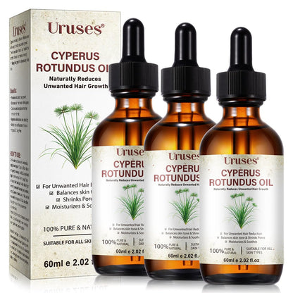 3-Pack Cyperus Rotundus Oil for Hair Removal – Natural Reduces Unwanted Hair Growth, Moisturizes & Soothes Skin, All Skin Types Avelisse
