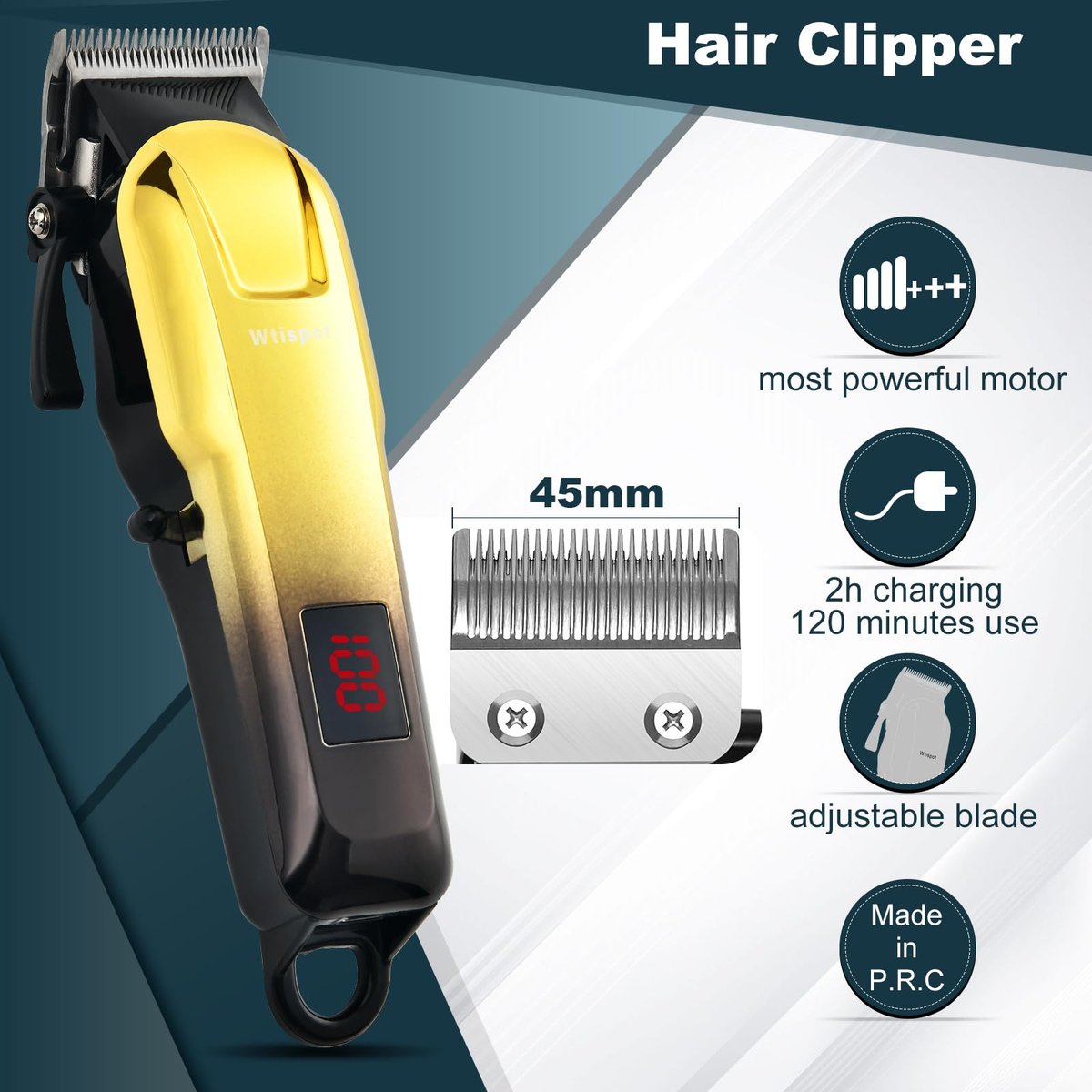 Dabetechts Professional Cordless Hair Clippers Set for Men with LED Display – Hair Trimmer & Beard Shaver, Holiday Gift for Him Avelisse