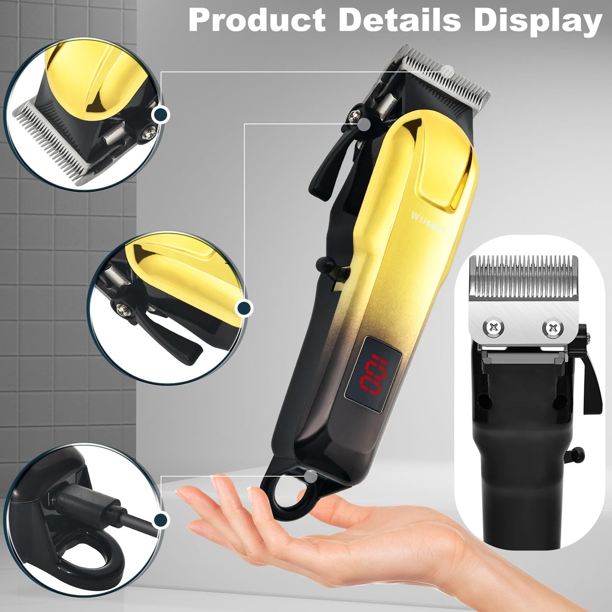 Dabetechts Professional Cordless Hair Clippers Set for Men with LED Display – Hair Trimmer & Beard Shaver, Holiday Gift for Him Avelisse