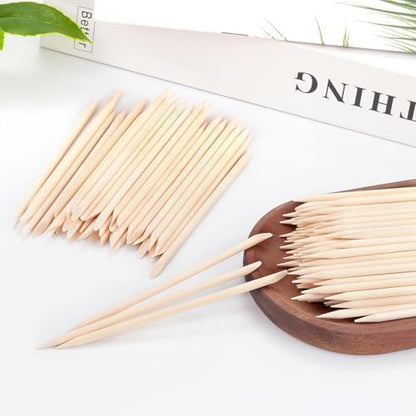 EWVVSS 600 Pcs 4.5 Inch Orange Wooden Cuticle Pusher Sticks – Double Sided Manicure & Pedicure Tool for Nails, Waxing, and Facial Hair Removal