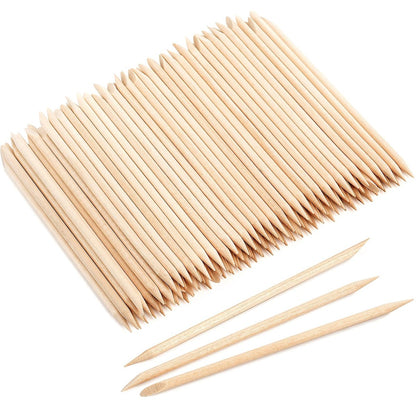 EWVVSS 600 Pcs 4.5 Inch Orange Wooden Cuticle Pusher Sticks – Double Sided Manicure & Pedicure Tool for Nails, Waxing, and Facial Hair Removal