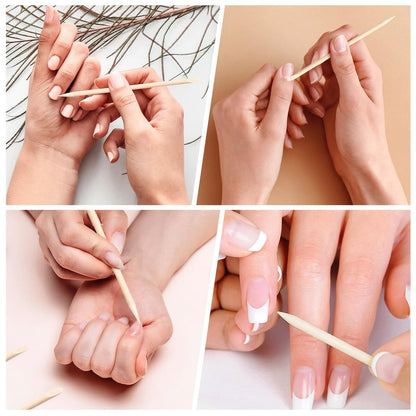 EWVVSS 600 Pcs 4.5 Inch Orange Wooden Cuticle Pusher Sticks – Double Sided Manicure & Pedicure Tool for Nails, Waxing, and Facial Hair Removal