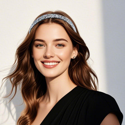 6-Piece Glitter Non-Slip Felt Headbands: Rhinestone Running Hairband, Shiny Elastic Headband for Women – Colorful Adjustable Sparkly Sports Fabric Hair Accessories for Yoga & Fitness