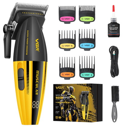 VGR 285 Fresh Fade Hair Clippers for Men – 9000RPM Professional Cordless Hair Trimmer with 6 Magnetic Guide Combs, LED Display, Lightweight & Versatile Barber Kit Avelisse
