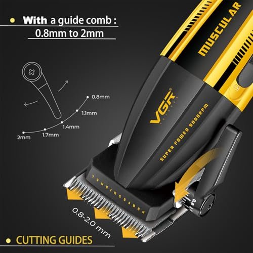 VGR 285 Fresh Fade Hair Clippers for Men – 9000RPM Professional Cordless Hair Trimmer with 6 Magnetic Guide Combs, LED Display, Lightweight & Versatile Barber Kit Avelisse