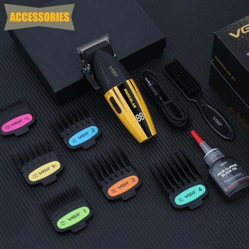 VGR 285 Fresh Fade Hair Clippers for Men – 9000RPM Professional Cordless Hair Trimmer with 6 Magnetic Guide Combs, LED Display, Lightweight & Versatile Barber Kit Avelisse
