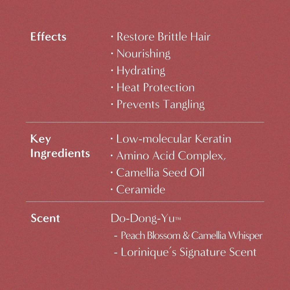 LORINIQUE Korean Keratin Leave In Conditioner 4.06 fl oz – Deep Nourishing Hair Cream with Keratin Pro Booster & Heat Protection, Korean Camellia Oil Avelisse
