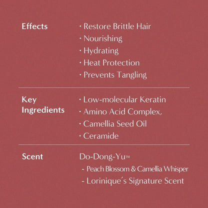 LORINIQUE Korean Keratin Leave In Conditioner 4.06 fl oz – Deep Nourishing Hair Cream with Keratin Pro Booster & Heat Protection, Korean Camellia Oil Avelisse