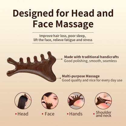 TAIHI Wooden Scalp Massager Comb – 100% Natural Wood Massage Comb for Hair Growth, Stress Relief, Multi-Function Gua Sha Tool for Head Face Neck, Anti-Static Wooden Comb for Women Men All Hair Types