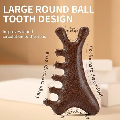 TAIHI Wooden Scalp Massager Comb – 100% Natural Wood Massage Comb for Hair Growth, Stress Relief, Multi-Function Gua Sha Tool for Head Face Neck, Anti-Static Wooden Comb for Women Men All Hair Types