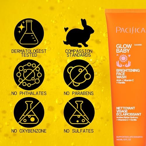 Pacifica Face Wash Duo – Glow Baby Vitamin C Brightening Cleanser + Sea Foam Gentle Cleanser, Daily Exfoliating Face Wash Set for All Skin Types, Sulfate-Free, Vegan Avelisse