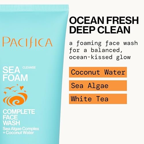 Pacifica Face Wash Duo – Glow Baby Vitamin C Brightening Cleanser + Sea Foam Gentle Cleanser, Daily Exfoliating Face Wash Set for All Skin Types, Sulfate-Free, Vegan Avelisse