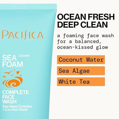 Pacifica Face Wash Duo – Glow Baby Vitamin C Brightening Cleanser + Sea Foam Gentle Cleanser, Daily Exfoliating Face Wash Set for All Skin Types, Sulfate-Free, Vegan Avelisse