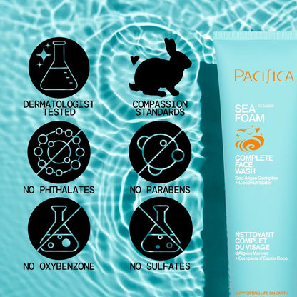 Pacifica Face Wash Duo – Glow Baby Vitamin C Brightening Cleanser + Sea Foam Gentle Cleanser, Daily Exfoliating Face Wash Set for All Skin Types, Sulfate-Free, Vegan Avelisse