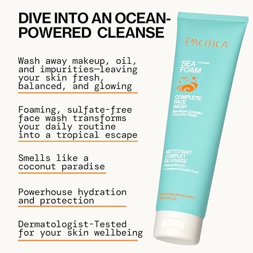 Pacifica Face Wash Duo – Glow Baby Vitamin C Brightening Cleanser + Sea Foam Gentle Cleanser, Daily Exfoliating Face Wash Set for All Skin Types, Sulfate-Free, Vegan Avelisse