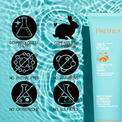 Pacifica Face Wash Duo – Glow Baby Vitamin C Brightening Cleanser + Sea Foam Gentle Cleanser, Daily Exfoliating Face Wash Set for All Skin Types, Sulfate-Free, Vegan Avelisse