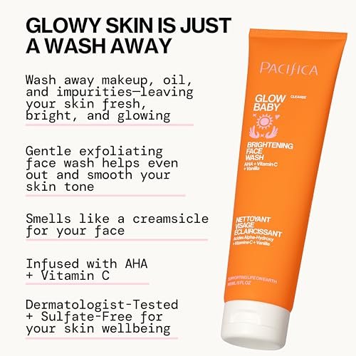 Pacifica Face Wash Duo – Glow Baby Vitamin C Brightening Cleanser + Sea Foam Gentle Cleanser, Daily Exfoliating Face Wash Set for All Skin Types, Sulfate-Free, Vegan Avelisse