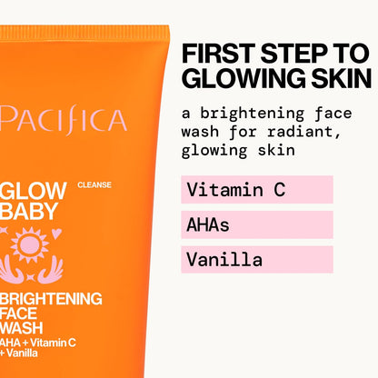 Pacifica Face Wash Duo – Glow Baby Vitamin C Brightening Cleanser + Sea Foam Gentle Cleanser, Daily Exfoliating Face Wash Set for All Skin Types, Sulfate-Free, Vegan Avelisse