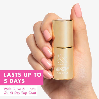 Olive & June Quick Dry Nail Polish & Top Coat – Instant, Fast-Drying, Smudgeproof, 15-Free Vegan Formula for Salon-Quality Manicure at Home
