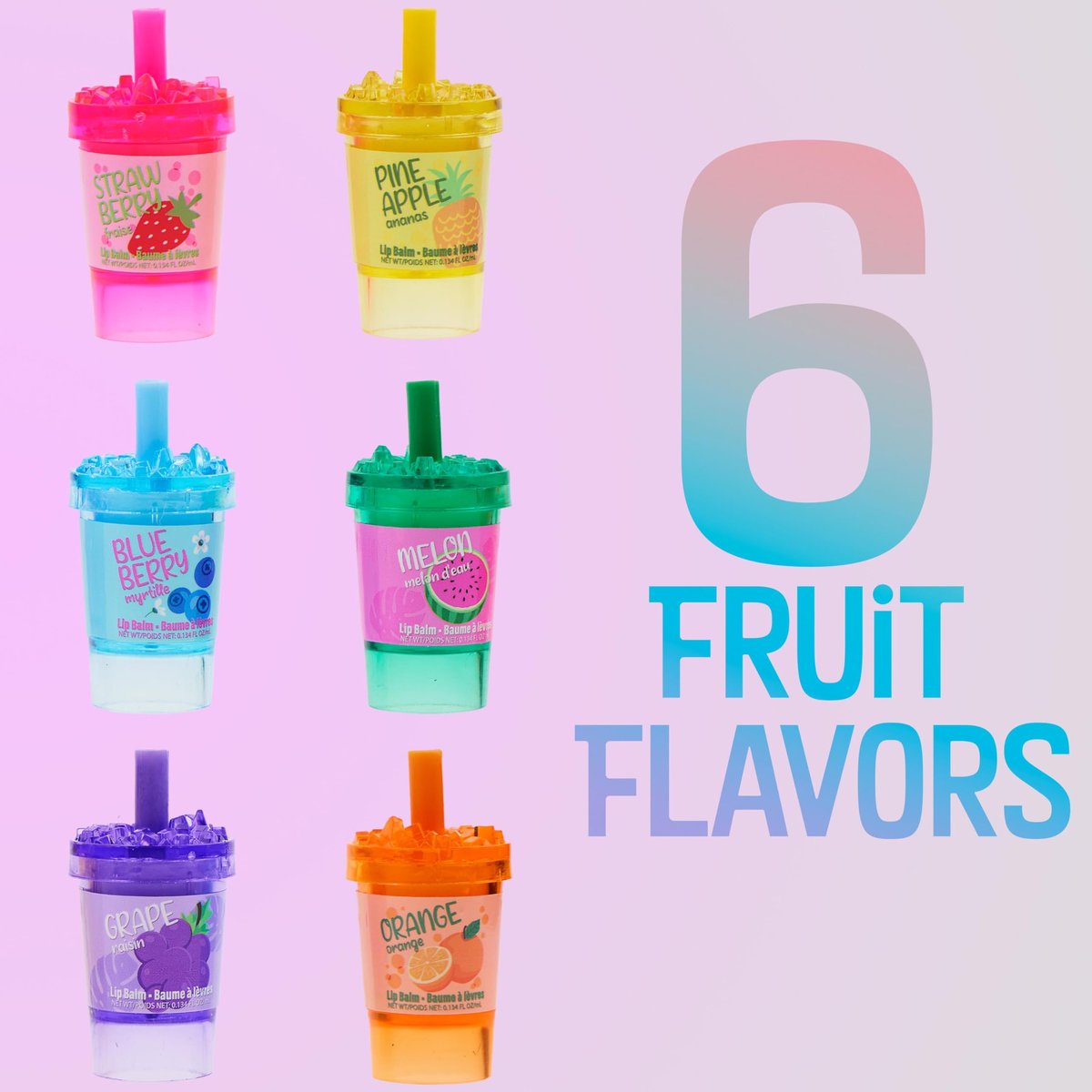 6pc Smoothie Lip Balm Set – Fruit-Scented Lip Glosses in Adorable Smoothie-Shaped Containers Avelisse