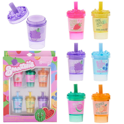 6pc Smoothie Lip Balm Set – Fruit-Scented Lip Glosses in Adorable Smoothie-Shaped Containers Avelisse