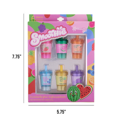 6pc Smoothie Lip Balm Set – Fruit-Scented Lip Glosses in Adorable Smoothie-Shaped Containers Avelisse