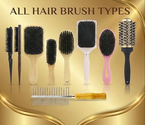 XCEL 2-in-1 Hair Brush Cleaner Tool – Dual-Sided Remover Comb for Paddle, Boar Bristle & Detangling Brushes (Beige, Bamboo) Avelisse