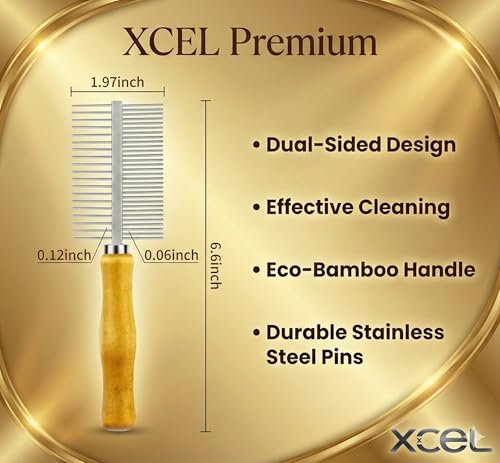 XCEL 2-in-1 Hair Brush Cleaner Tool – Dual-Sided Remover Comb for Paddle, Boar Bristle & Detangling Brushes (Beige, Bamboo) Avelisse