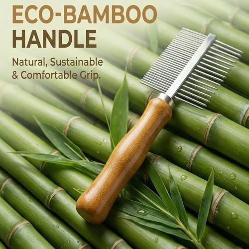XCEL 2-in-1 Hair Brush Cleaner Tool – Dual-Sided Remover Comb for Paddle, Boar Bristle & Detangling Brushes (Beige, Bamboo) Avelisse