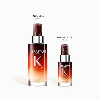 Kérastase Nutritive 8H Magic Night Serum – Overnight Treatment for Dry Hair, Shine-Enhancing, Plant-Based Proteins, Travel Size 1.01 Fl Oz
