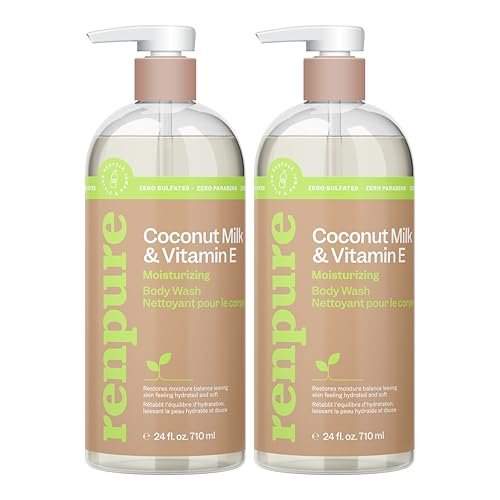 Renpure Coconut Milk & Vitamin E Moisturizing Body Wash - 24 Fl Oz (Pack of 2) - Gently Cleanses & Restores Moisture Balance for Soft, Hydrated Skin - görsel 2