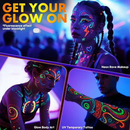 nsxsu Glow in The Dark Face Paint Markers 10 Colors - Washable UV Neon Body Paint Pens for Skin, Glow Party Supplies, Pride, 4th of July Avelisse