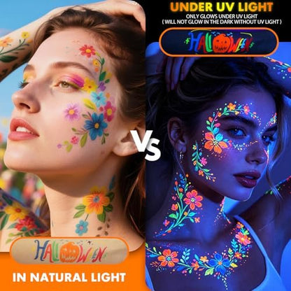nsxsu Glow in The Dark Face Paint Markers 10 Colors - Washable UV Neon Body Paint Pens for Skin, Glow Party Supplies, Pride, 4th of July Avelisse