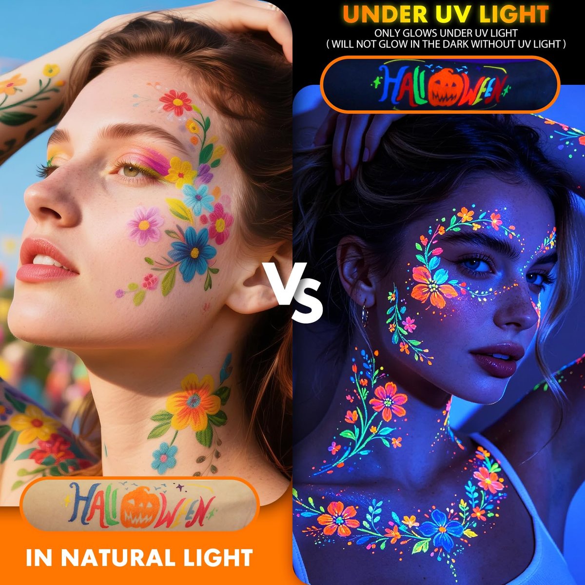 nsxsu Glow in The Dark Face Paint Markers 10 Colors - Washable UV Neon Body Paint Pens for Skin, Glow Party Supplies, Pride, 4th of July Avelisse
