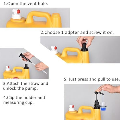 Vent Hole Pump for Liquid Laundry Detergent Bottle Dispenser Pump with Cup Holder and Measuring Cup, Ideal for Laundry Room Accessories Storage Organization, Made to Fit All, 1 Pack, Black