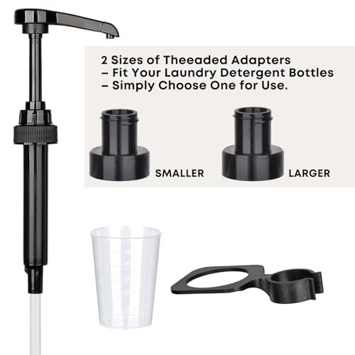 Vent Hole Pump for Liquid Laundry Detergent Bottle Dispenser Pump with Cup Holder and Measuring Cup, Ideal for Laundry Room Accessories Storage Organization, Made to Fit All, 1 Pack, Black - görsel 7