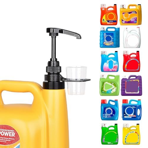 Vent Hole Pump for Liquid Laundry Detergent Bottle Dispenser Pump with Cup Holder and Measuring Cup, Ideal for Laundry Room Accessories Storage Organization, Made to Fit All, 1 Pack, Black - görsel 1