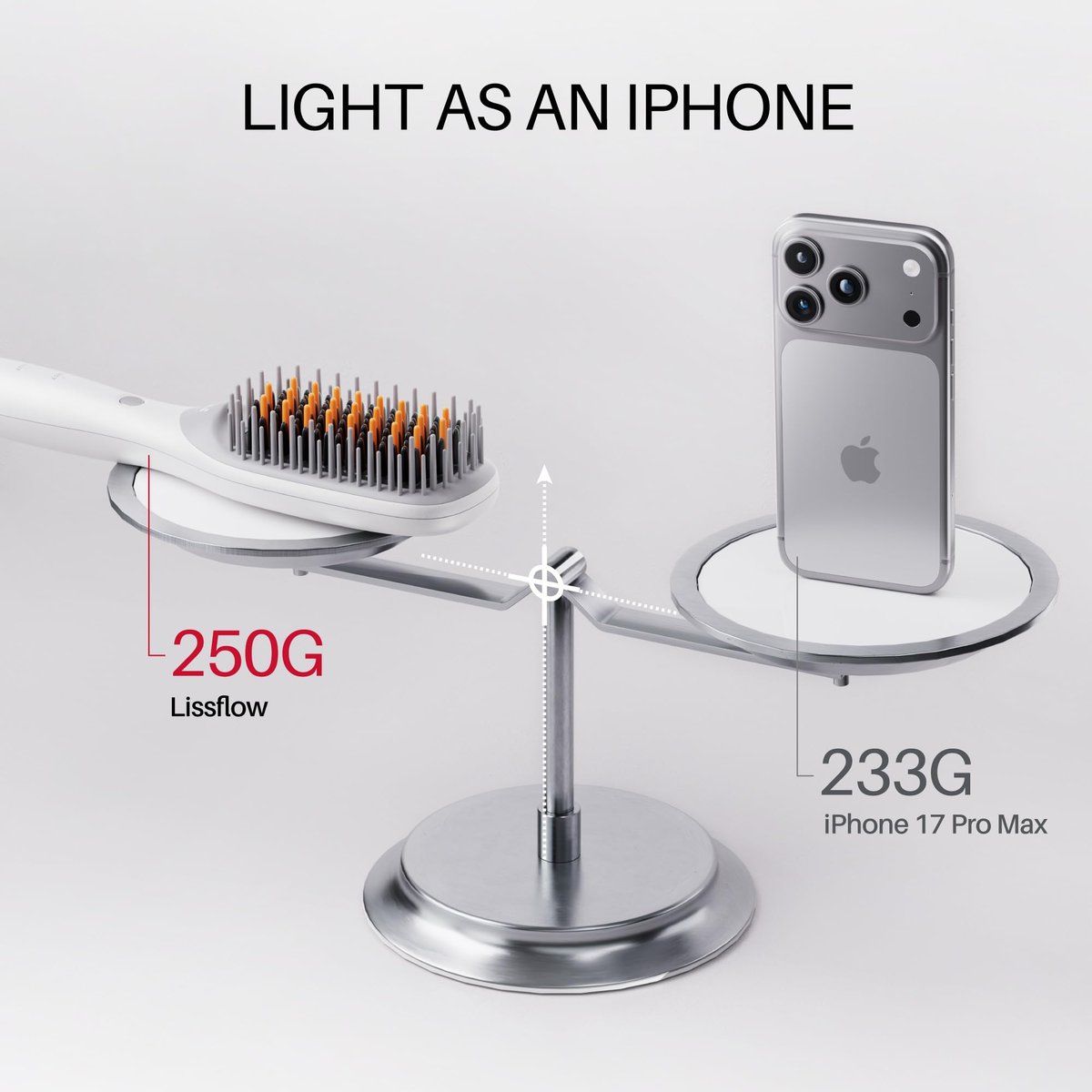 LISSFLOW Thermal-Balance Hair Straightener Brush – 365°F Professional Styling with Heat Damage Protection, 200M+ Negative Ions, Anti-Frizz Ceramic Coating, Dual-Voltage, White - görsel 15